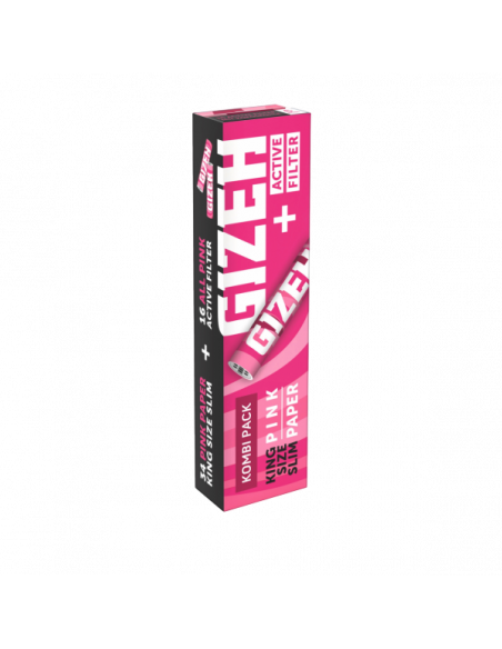 GIZEH PINK King Size Slim + Active Filter